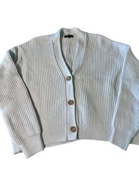 Quince Women’s XS Organic Cotton Ribbed Cropped Cardigan White